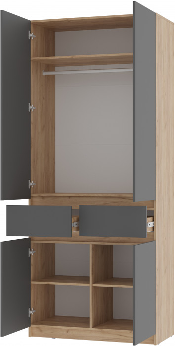 Шкаф 2-х створчатый "Багира" ШК-03 Крафт/Графит