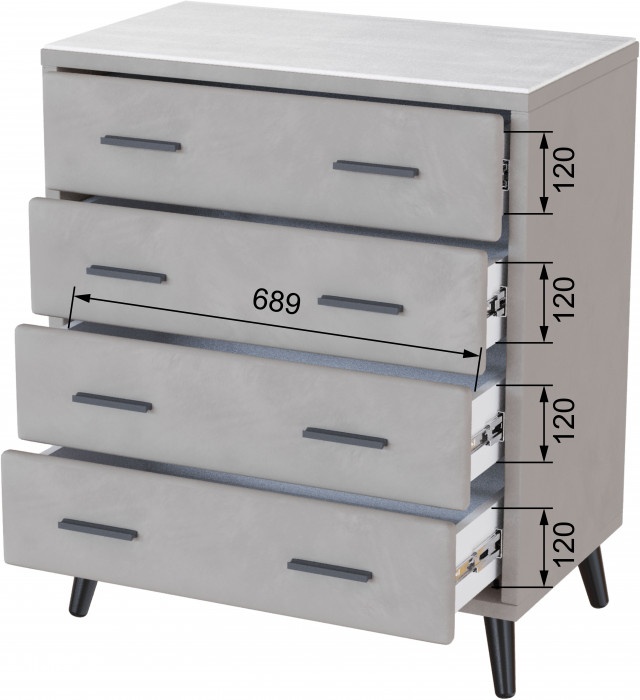 Комод интерьерный Пай светло-серый/мдф холст белый