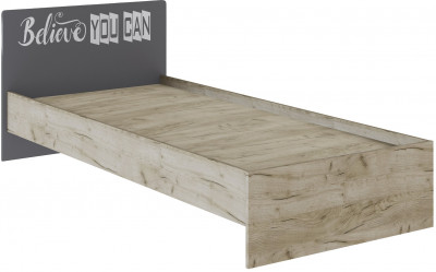 Кровать 0,9 Колибри-Лофт, Дуб крафт серый/Графит серый