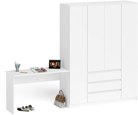 Мори письменный стол МСП1200.1 + Шкаф МШ1600.1, белый