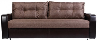 Диван-кровать Атлант 160х195, еврокнижка, рогожка/экокожа, коричневый