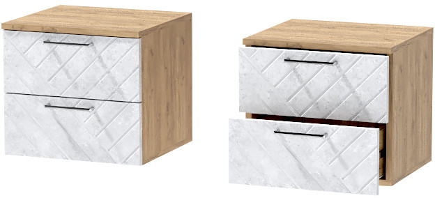 Тумба-6 прикроватная подвесная "Иннэс-7", Крафт золотой/Бетон снежный