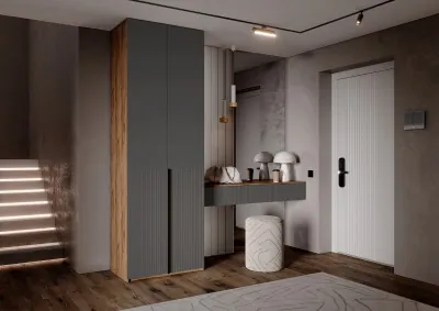 Тумба косметическая со шкафом 2х-ств Марвэл, Крафт золотой/Браш графит