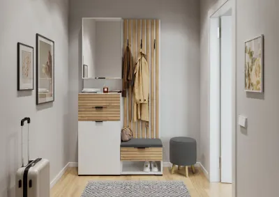 Прихожая Ома, набор №2, Белый/Дуб Тортуга, Simple 27