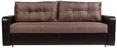 Диван-еврокнижка Дублин 160х195, пружинный блок, рогожка/экокожа, коричневый