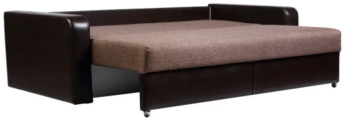 Диван-еврокнижка Дублин 160х195, пружинный блок, рогожка/экокожа, коричневый