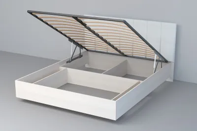 Кровать 1,4 арт.031-М1 (Полосы) - Бодега/Кжз. Белый Глянец (ПМ)