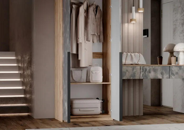 Тумба косметическая со шкафом 2х-ств Марвэл, Крафт золотой/Мальта грей