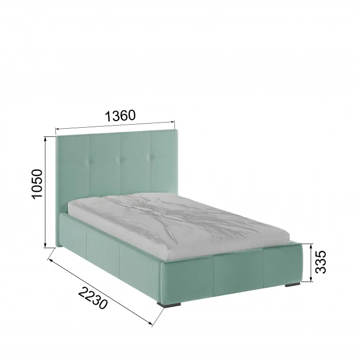 Рио Кровать интерьерная 120 мятный квадрат, ПМ