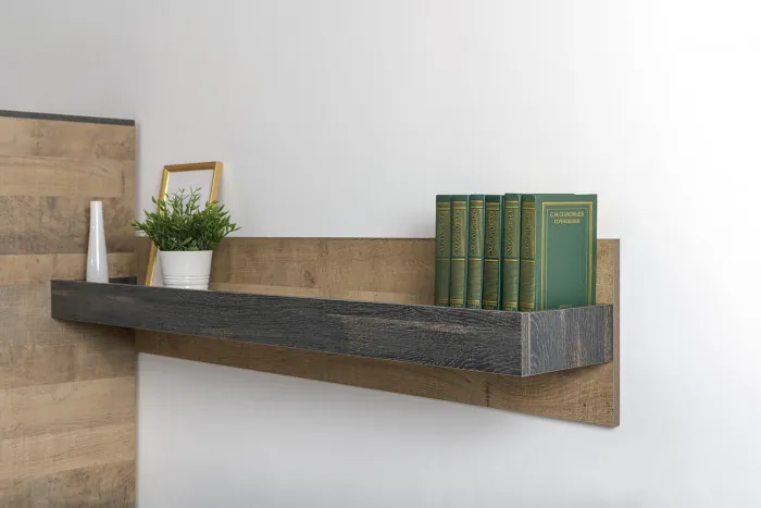 Трувор 13.70 Тумба под ТВ + 15.60 Полка, цвет дуб гранж песочный/интра, ШхГхВ 149,8х45,4х195 см., универсальная сборка