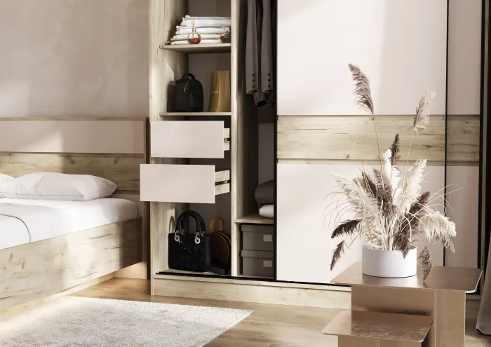 Модульная спальня, Крафт серый/Кашемир