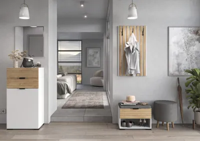 Прихожая Ома, набор №8, Белый/Дуб Тортуга, Simple 27