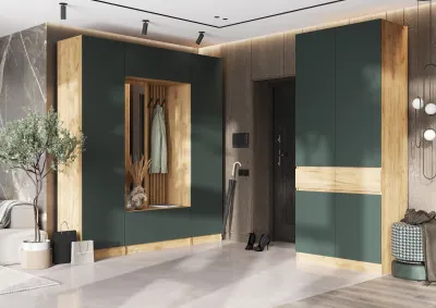 Модульная прихожая Роджина, Дуб крафт/Изумрудный