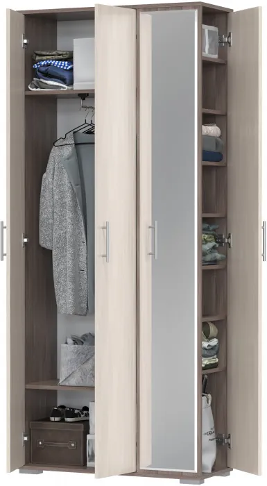 Прихожая 2-3421бод.тем/св Домино-мини, цвет бодега тёмный/бодега светлый, ШхГхВ 88х36х202 см., универсальная сборка