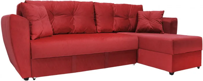 Диван-кровать угловой Амстердам Люкс, 160х200, еврокнижка, велюр, красный