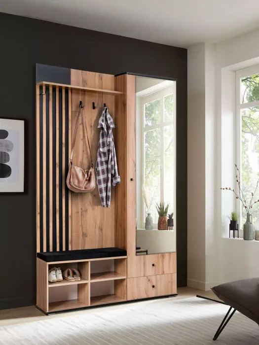 Шкаф для прихожей Либерти 51.22 (опора h20) Дуб вотан/Черный