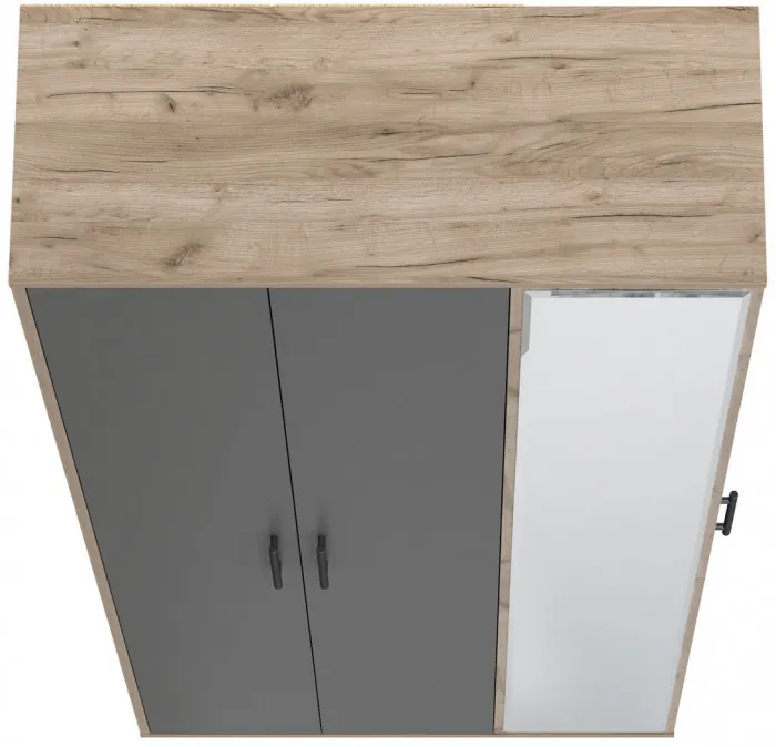 Прихожая 2-3421дкт/граф Домино-мини, цвет дуб крафт табачный/графит, ШхГхВ 88х36х202 см., универсальная сборка