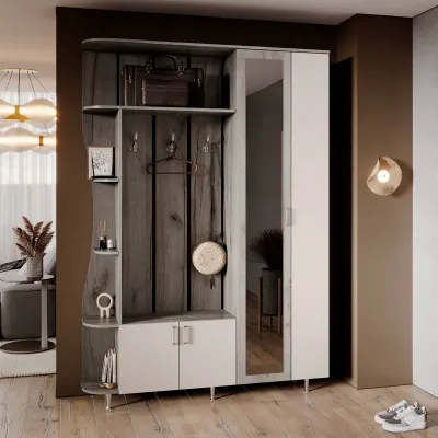 Прихожая Лика № 1 1,5 м, Дуб крафт серый/Кашемир