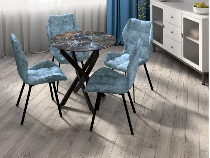 Столовая группа Рим-Монако СМ-5 ноги прямоугольные черные