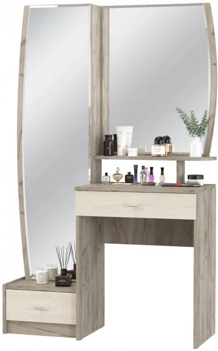 Трюмо 4-25102дкс/скан.д.б. Сицилия, цвет дуб крафт серый/скандинавское дерево белое, ШхГхВ 100,2х43,2х164,5 см., НЕ универсальная сборка