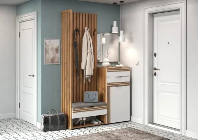 Прихожая Нао, набор №8, Дуб вотан/Белый, Вотан, Simple 27