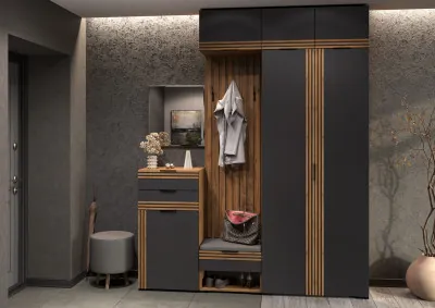 Прихожая Нао, набор №9, Дуб вотан/Графит, Вотан, Simple 27