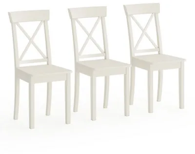 Три стула Мебель--24 Гольф-14 разборных, цвет слоновая кость, деревянное сиденье цвет слоновая кость, ШхГхВ 41х42х95 см., от пола до верха сид. 47 см.