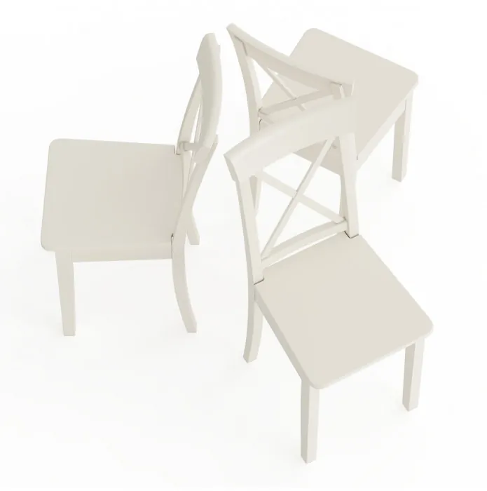 Три стула Мебель--24 Гольф-14 разборных, цвет слоновая кость, деревянное сиденье цвет слоновая кость, ШхГхВ 41х42х95 см., от пола до верха сид. 47 см.
