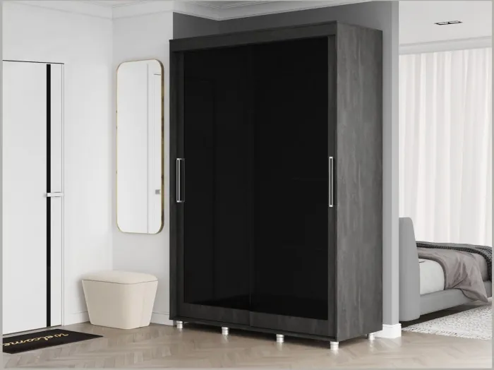 Шкаф-купе Комфорт 12 Прайм EDITION 1,5 м (Камень шёлковый / Белое стекло)