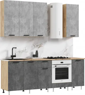 Кухня Рио NEW ЛДСП 2,2/900м (490), Компановка №2, Бетон светлый/Бетон темный, Дуб Крафт