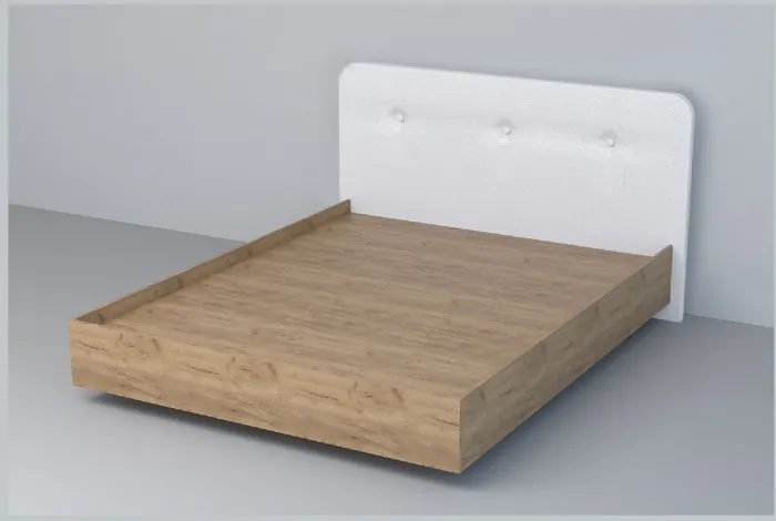 Кровать 1,6 арт.031 (Пуговицы) ЛН. (Дуб Крафт Золотой/Стальной Серый)