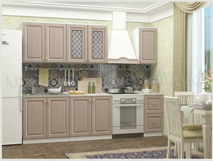 Кухня МДФ Настя, 2000 (Жемчуг / Шоколад, Белый)