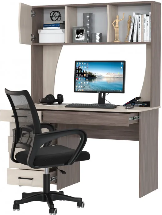 Стол 6-0606 Сигма + кресло 103 чёрное, цвет бодега тёмный/бодега светлый, ШхГхВ 120,5х60,5х166 см., НЕ универсальная сборка