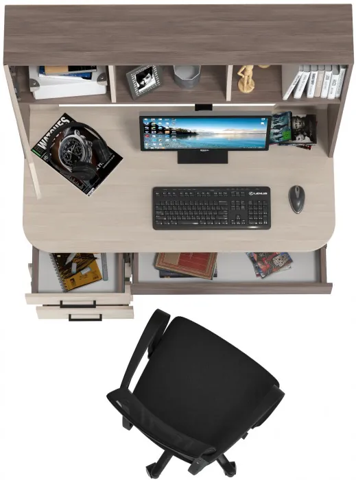 Стол 6-0606 Сигма + кресло 103 чёрное, цвет бодега тёмный/бодега светлый, ШхГхВ 120,5х60,5х166 см., НЕ универсальная сборка