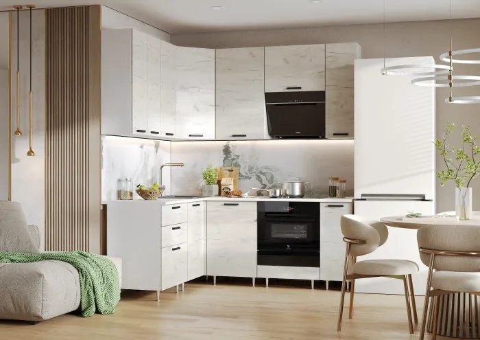 Кухня Рио NEW ЛДСП 1,6х2,0/900м (490), Компановка №2, Белый/Крафт белый