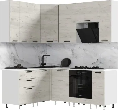 Кухня Рио NEW ЛДСП 1,6х2,0/900м (490), Компановка №2, Белый/Крафт белый