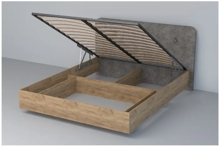 Кровать 1,4 арт.031 (Пуговицы) ПМ. (Бетон Светлый/К/з Белый Глянец)