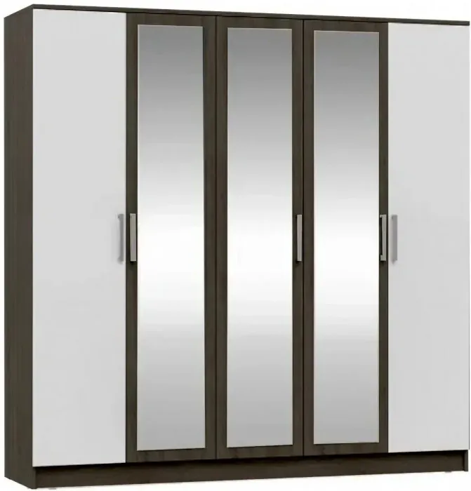 Мартина Шкаф для одежды 5-дверный (Белый глянец, Дуб Сонома)