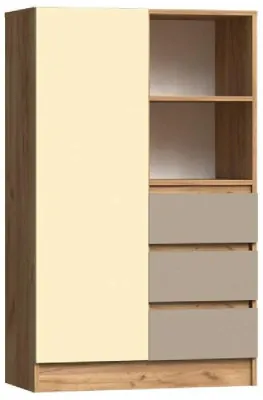 Челси Color Шкаф комбинированный (Слоновая кость/Глиняный серый/Дуб крафт)