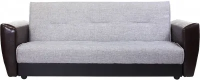 Диван-книжка Амстердам, 120х190, рогожка/экокожа, серый