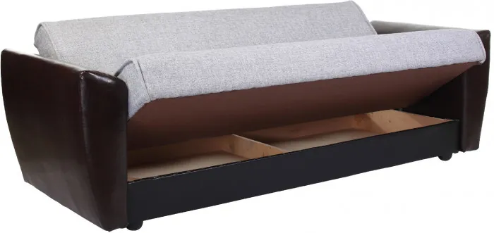 Диван-книжка Амстердам, 120х190, рогожка/экокожа, серый