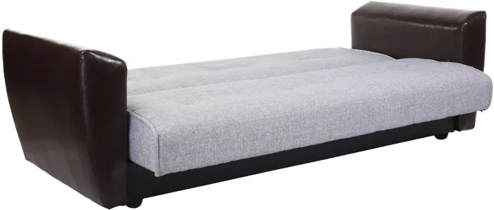 Диван-книжка Амстердам, 120х190, рогожка/экокожа, серый