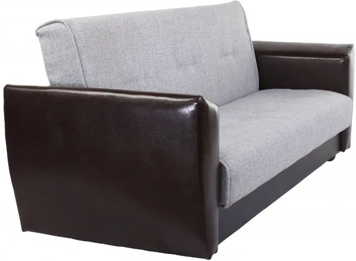 Диван-книжка Амстердам, 120х190, рогожка/экокожа, серый