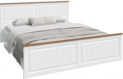 Валенсия Кровать 160 (Белый матовый / Орех)