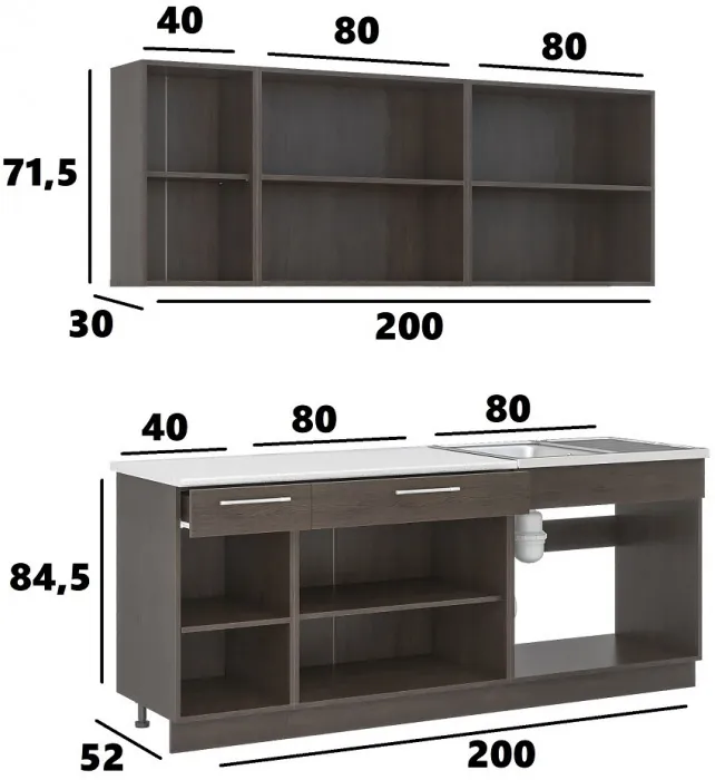 Кухонный гарнитур Маша 2.0 м, камень