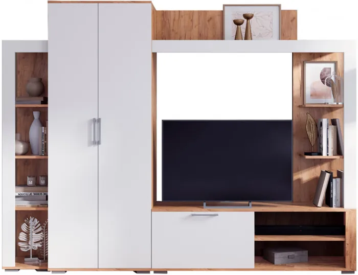 Гостиная Стендмебель Невада Софт Вайт/Дуб Крафт Золото