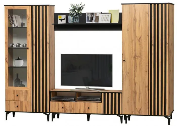 Шкаф для одежды Либерти 51.01 (опора h150) Дуб вотан/Черный