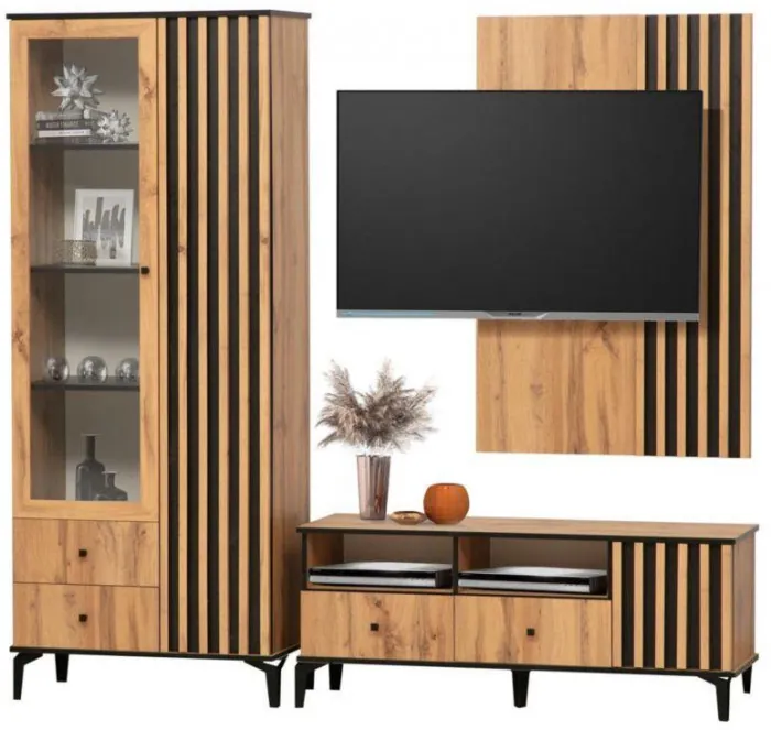 Шкаф комбинированный Либерти 51.02 (опора h150) Дуб вотан/Черный