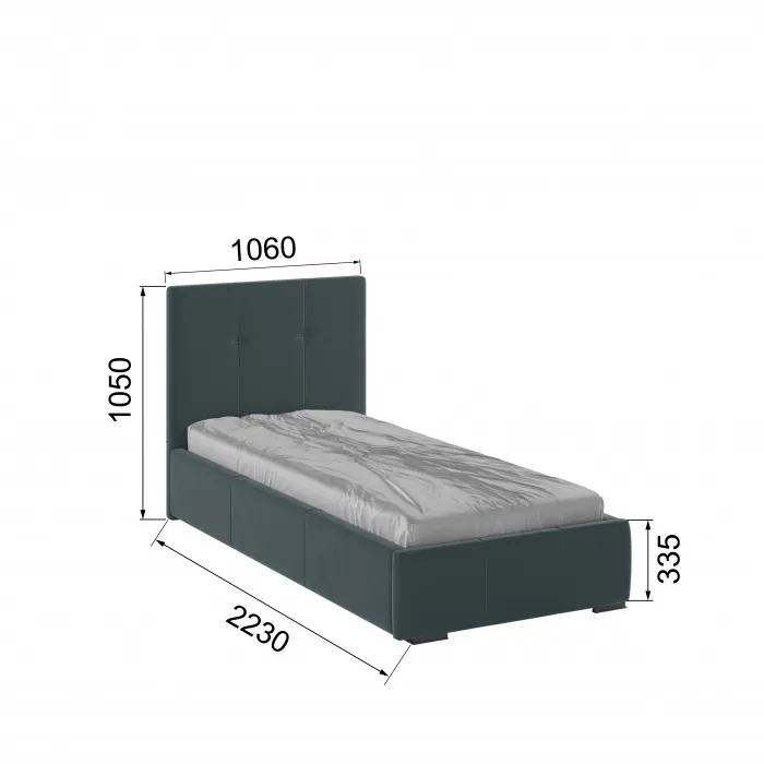 Рио Кровать интерьерная 900 серый квадрат, ПМ