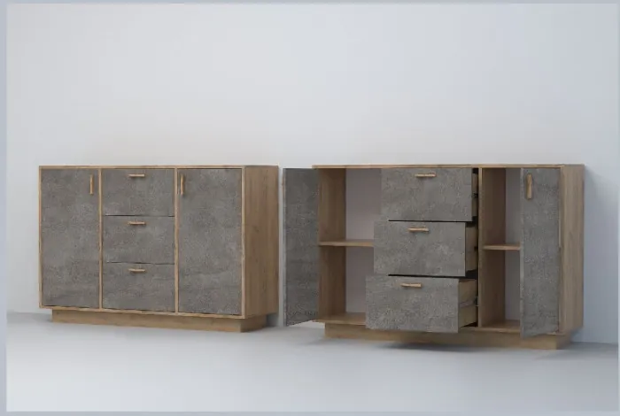 Эго Комод К-2 ПД (Камень Темный/Бетон Светлый)